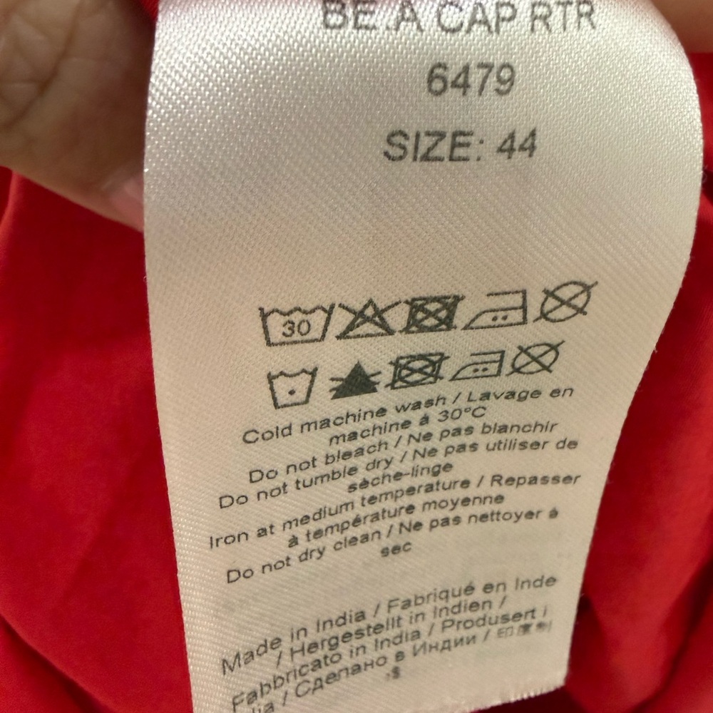 GANNI Red Smocked Sweetheart Midi Dress Size 44 L XL - Picture 6 of 7